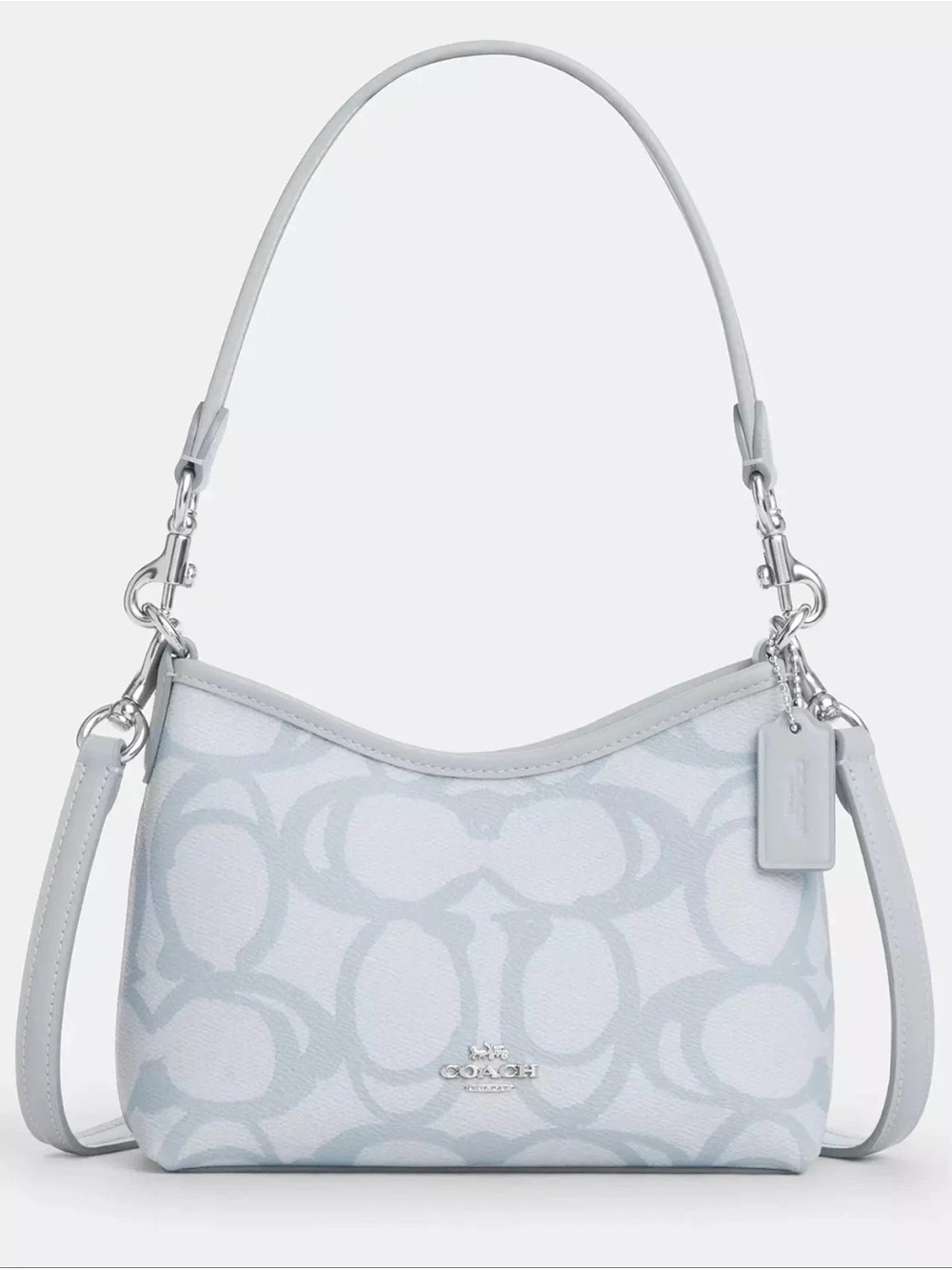 Coach Pale Blue and White Signature Shoulder Bag